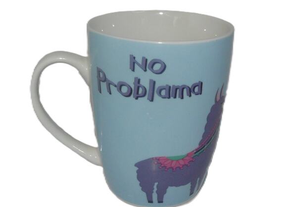 None and/or Unknown Other - No Problama Llama Blue Ceramic Coffee Mug Tea Cup 12 Oz
